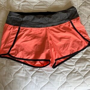 Lululemon Coral Running Shorts Size Medium Zip Pocket Athletic Shorts